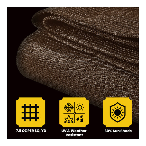 A brown Core Tarps heavy-duty polyethylene mesh tarp with reinforced edges.