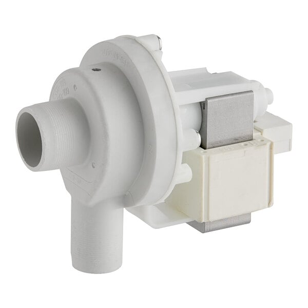 A white 1-inch draining pump designed for Noble Warewashing HTGW dishwashers.