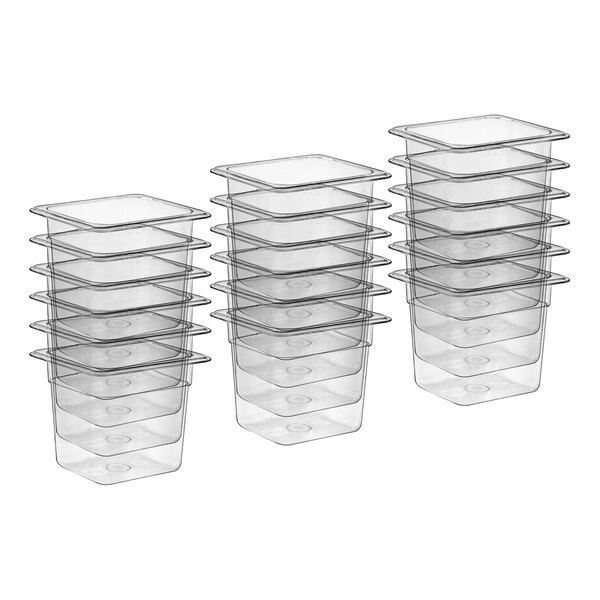 Choice 1/6 Size 6" Deep Clear Polycarbonate Food Pan Set - 18/Set