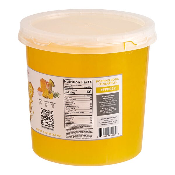 A container of Fanale Pineapple Popping Boba with a label.