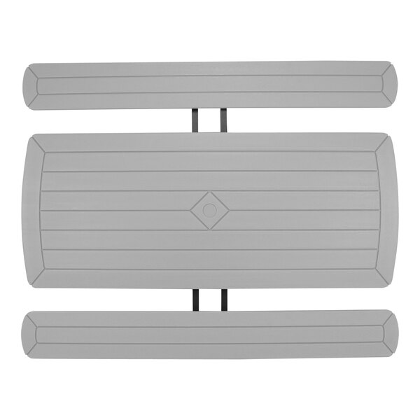 A National Public Seating light speckled grey picnic table with a black frame.