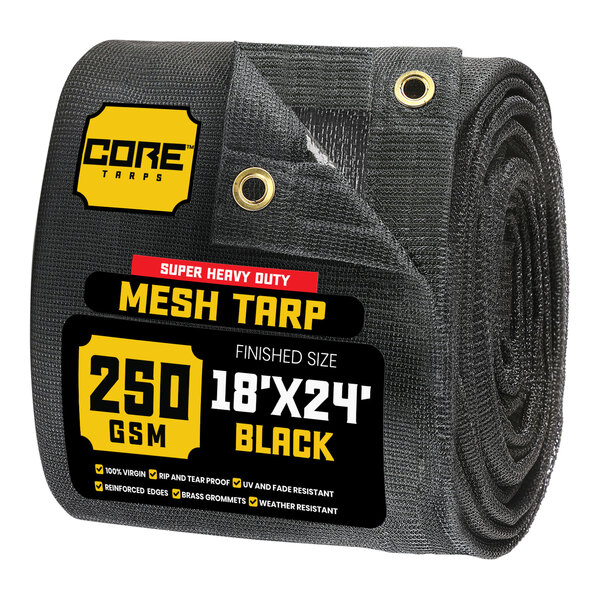 A roll of black Core mesh tarp.