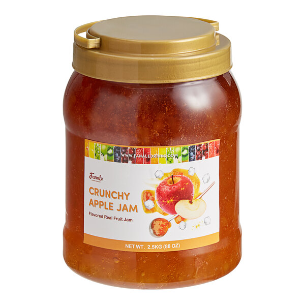 A jar of Fanale Crunchy Apple Fruit Jam with a label on it.