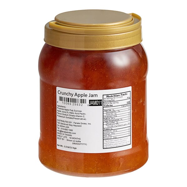 A jar of Fanale Crunchy Apple Fruit Jam with a label.