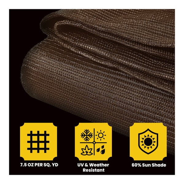 A brown Core Tarps heavy-duty weatherproof mesh tarp with reinforced edges.