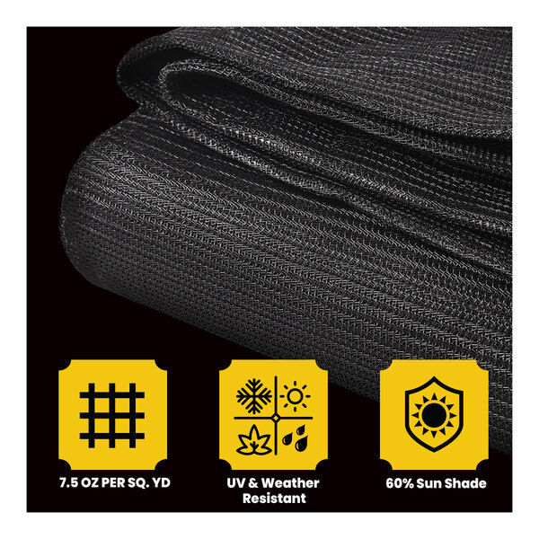 A black Core Heavy-Duty Weatherproof polyethylene mesh tarp with reinforced edges.