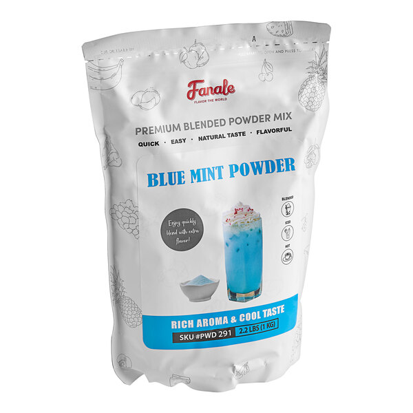A bag of blue Fanale blue mint powder mix.