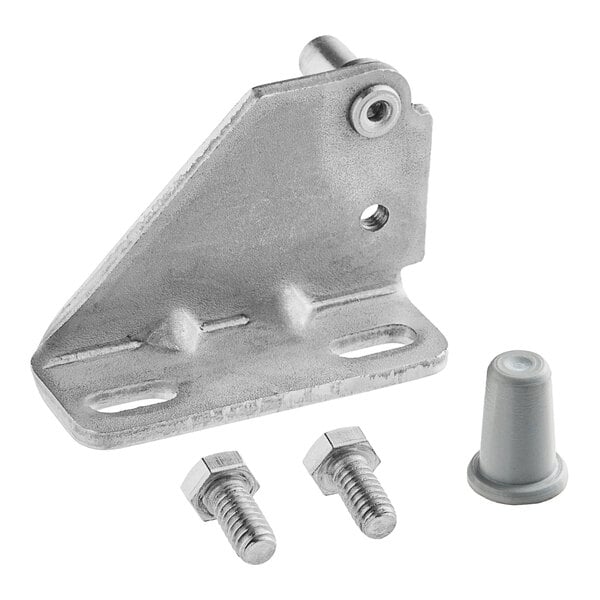 A MainStreet Equipment top left swing door hinge kit for refrigeration equipment with screws and nuts.