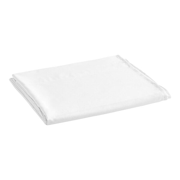 A stack of folded white Oxford Micro Superblend queen size fitted sheets.