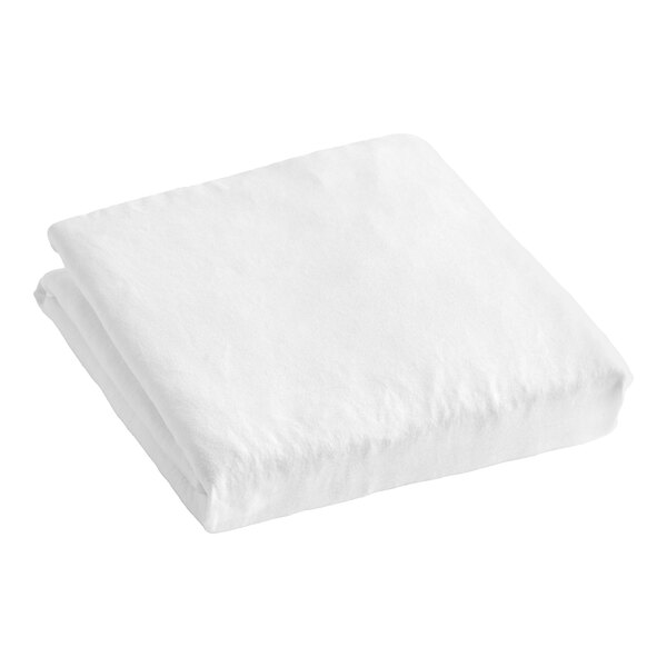 A folded white Oxford Twin XL fitted sheet.