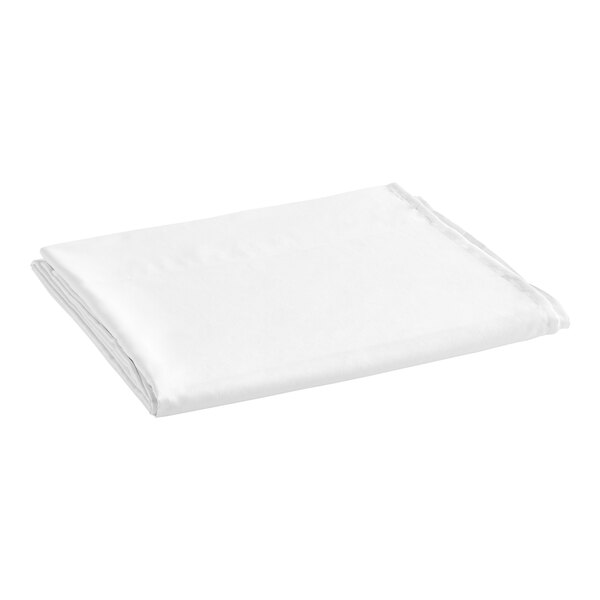 A stack of folded white Oxford Micro Superblend twin size fitted sheets.