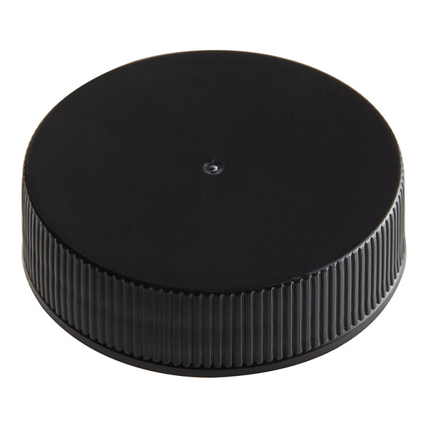 A 38/400 black plastic bottle cap with ribbed sides.