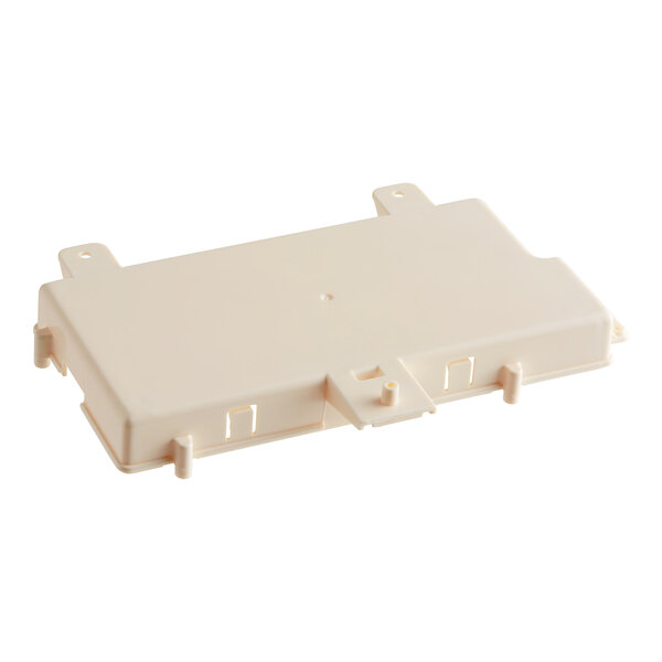 A white plastic Avantco Controller Box Base with two holes.