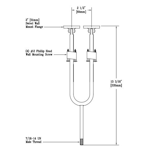 A diagram of a T&S wall support assembly for a pre-rinse faucet.