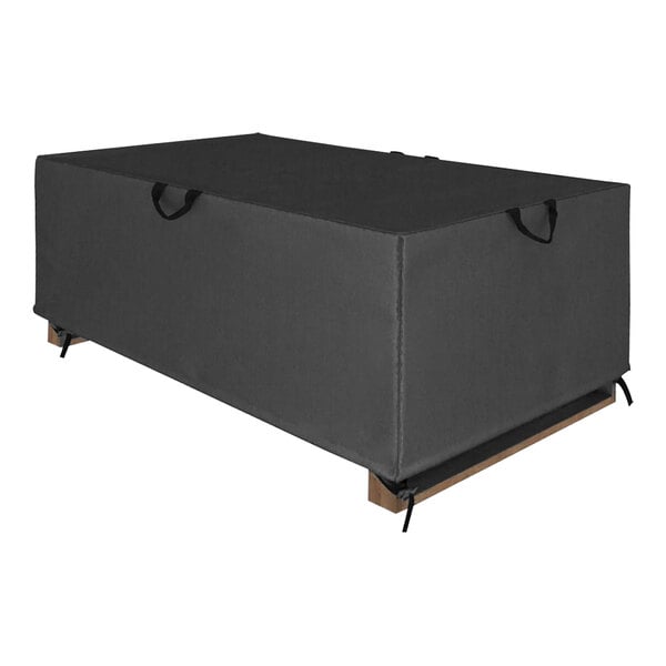 A grey rectangular protective cover with black handles.