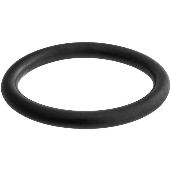 A black rubber o-ring with a black circle on a white background.