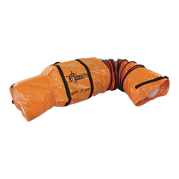 A large orange bag with a zipper containing a Safety Orange Novatek D1025 Portable Vinyl Duct.