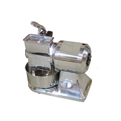 A Fama electric hard cheese grater with a bowl on it.