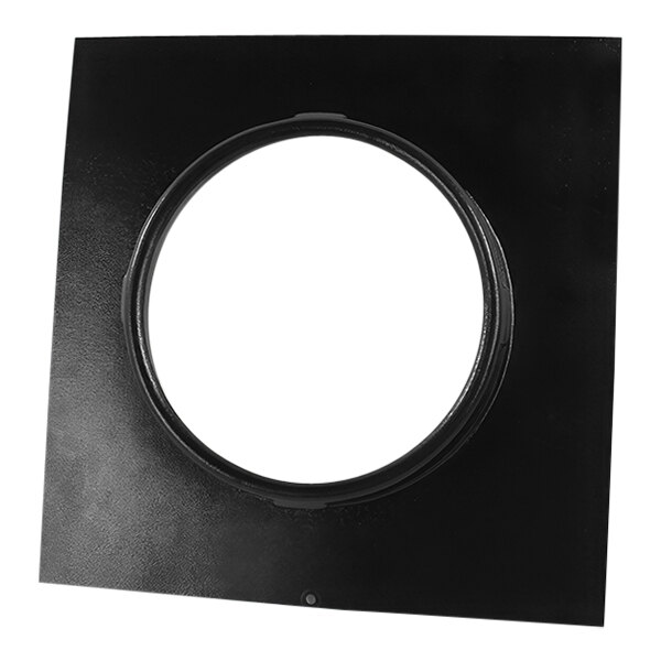 A black square with a white circle in the middle.