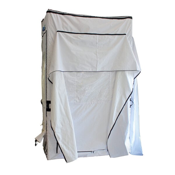 A white Novatek BioKlean portable containment tent with black trim.