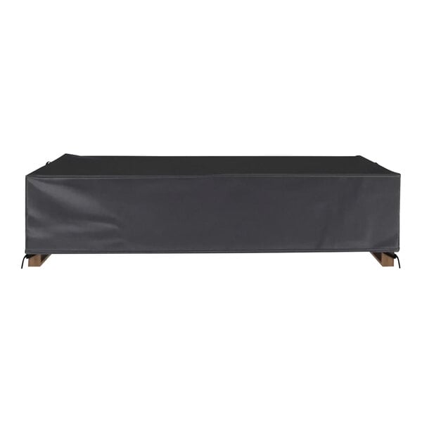 A black rectangular chaise lounge cover with a white border.