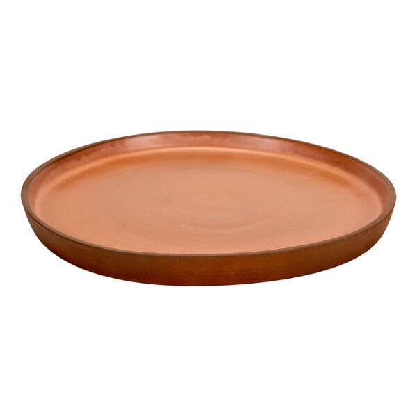 An Arcoroc Maria Portugal Sienna stoneware plate with a high circular rim.