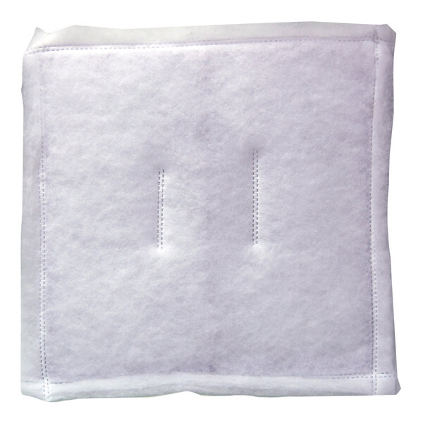 A white square Novatek 1-ply pad filter with two lines of stitching.