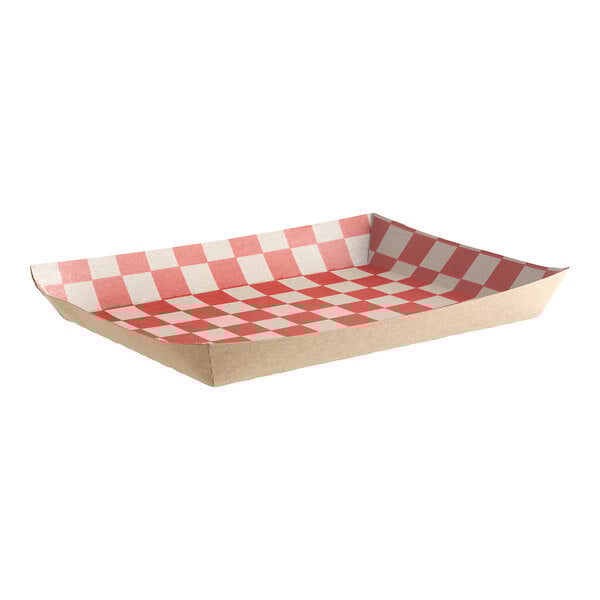 A Southern Champion red and white checkered paper lunch tray.