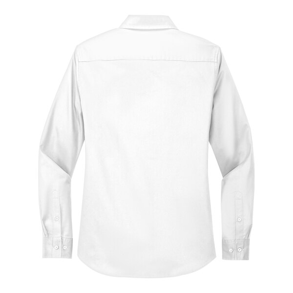 A Port Authority white long sleeve poplin dress shirt for women.