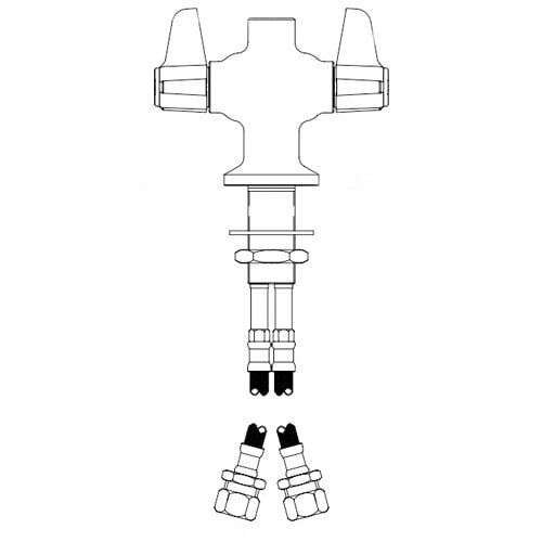 A drawing of a T&S single hole faucet body with a pipe outlet.