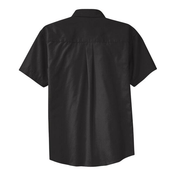 A black Port Authority short sleeve dress shirt with light stone accents.
