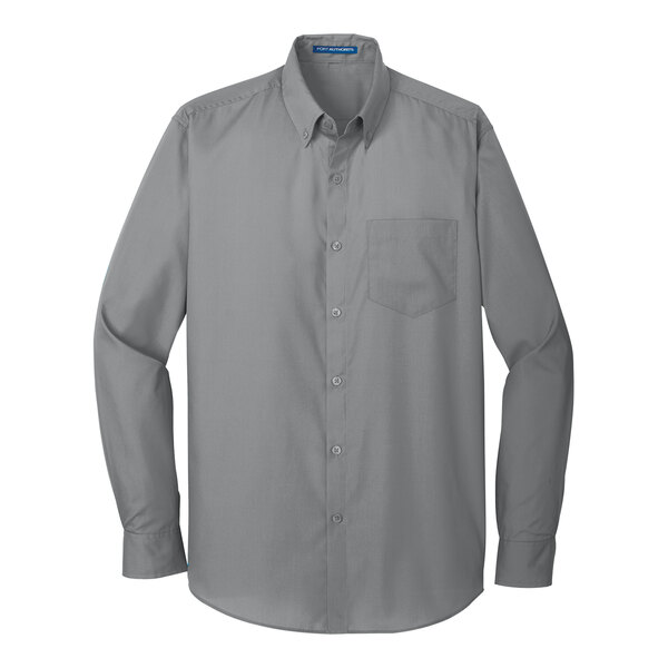 A Port Authority Gusty Gray long sleeve poplin dress shirt.