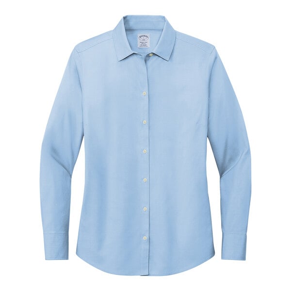A light blue Brooks Brothers women's long sleeve dress shirt.