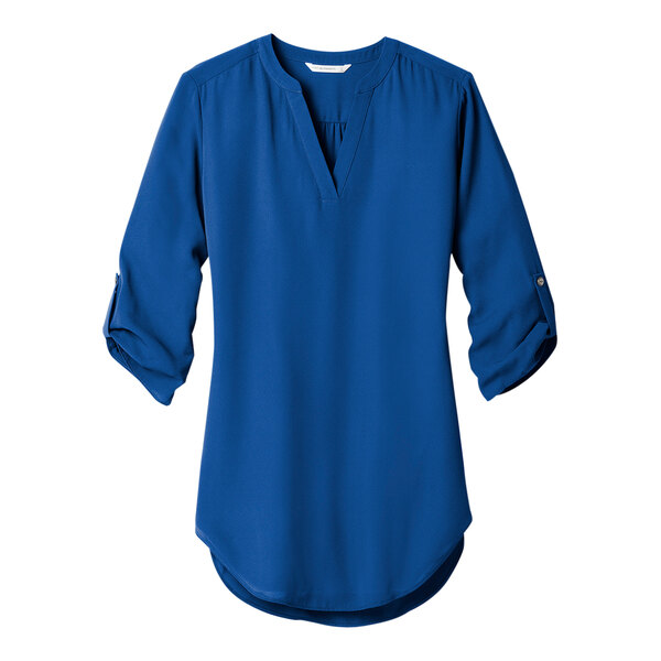A Port Authority true blue short sleeve blouse.