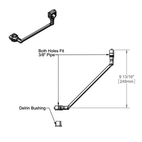 A diagram of a T&S Angle L-Tube Brace Support.