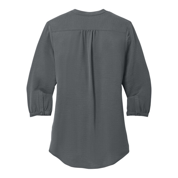 A graphite short sleeve Port Authority blouse for women.