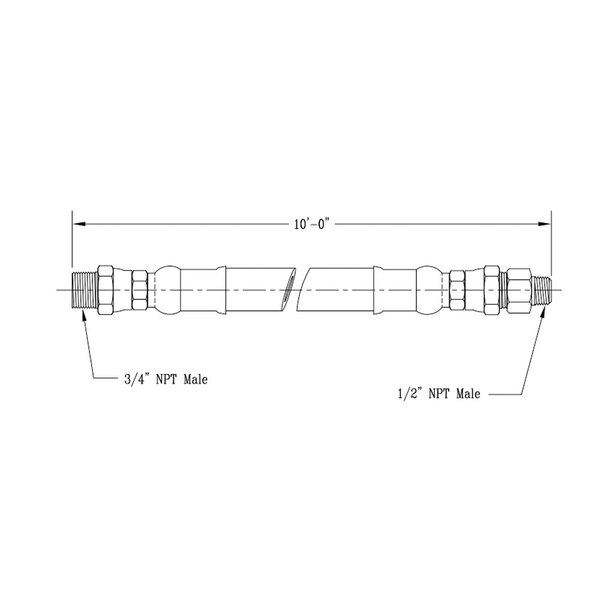 A drawing of a T&S Creamery Hose Assembly with a length of 120 inches.