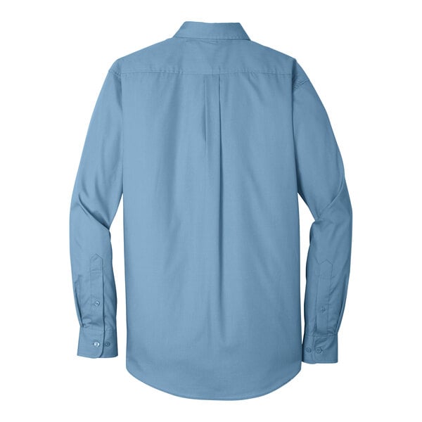 A Port Authority Carolina blue long sleeve poplin dress shirt.