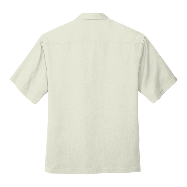 A Port Authority ivory short sleeve camp shirt.