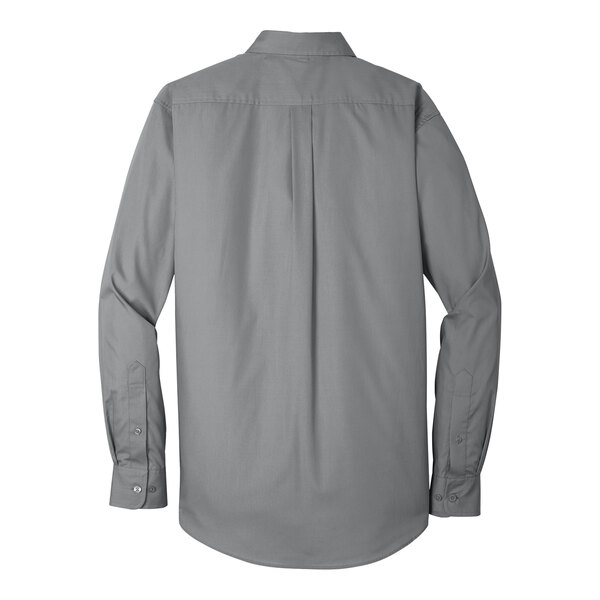 A Port Authority Gusty Gray long sleeve button down dress shirt.