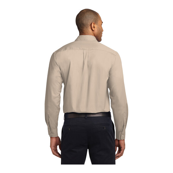 Port Authority S608 unisex stone long sleeve dress shirt.