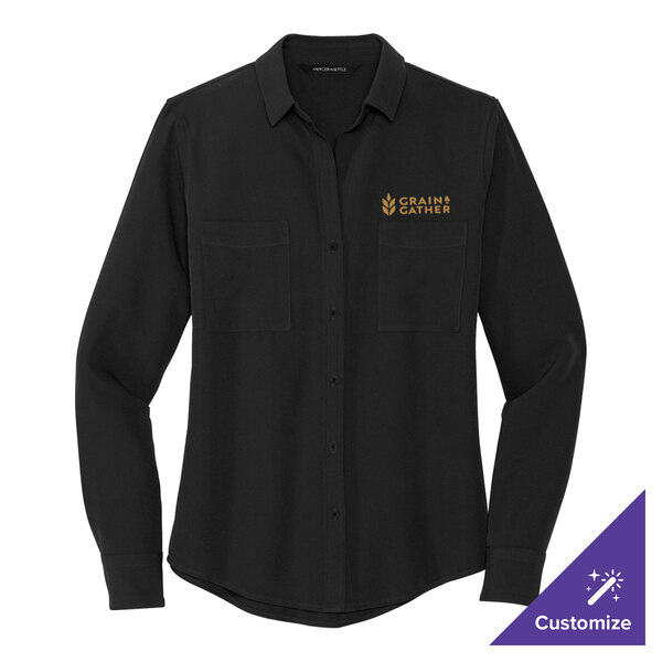 A Mercer+Mettle women's black long sleeve shirt.