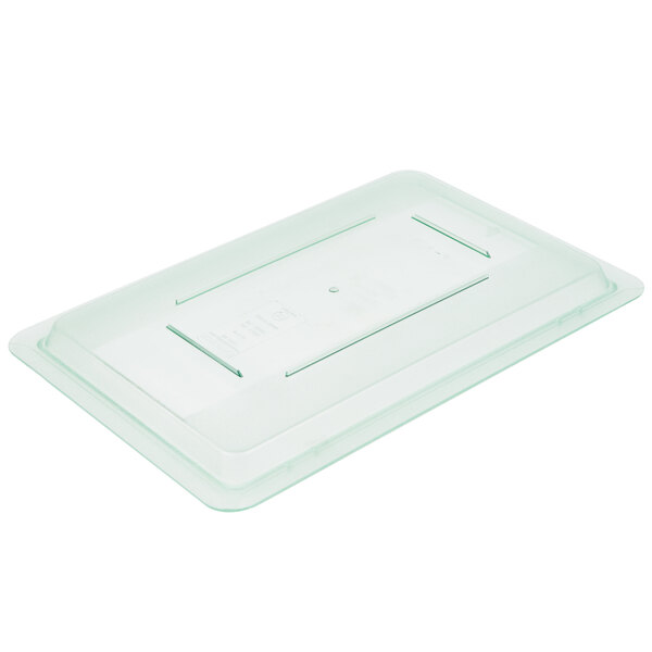 A Carlisle clear plastic lid for food storage boxes.