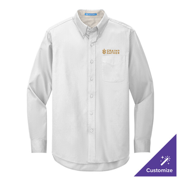 A white Port Authority long sleeve dress shirt.