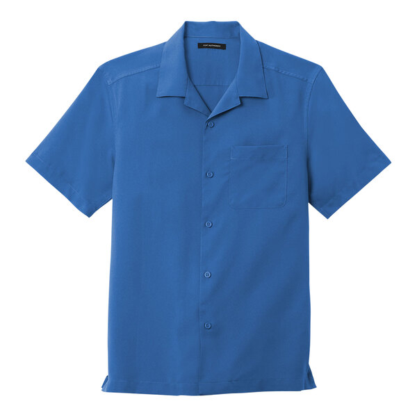 A Port Authority True Blue short sleeve staff shirt with a pocket.