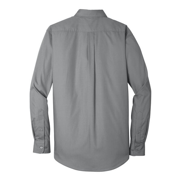 A Port Authority Gusty Gray long sleeve button-down dress shirt.