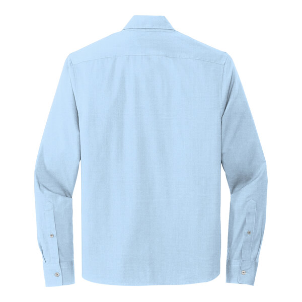 A Mercer+Mettle unisex light blue long sleeve dress shirt with buttons.