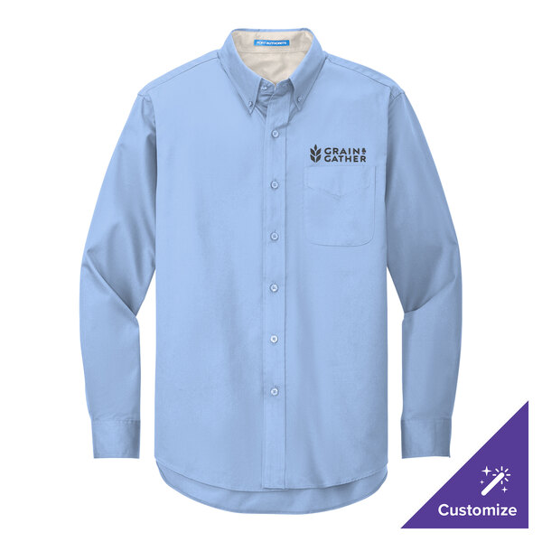 A light blue long sleeve dress shirt.