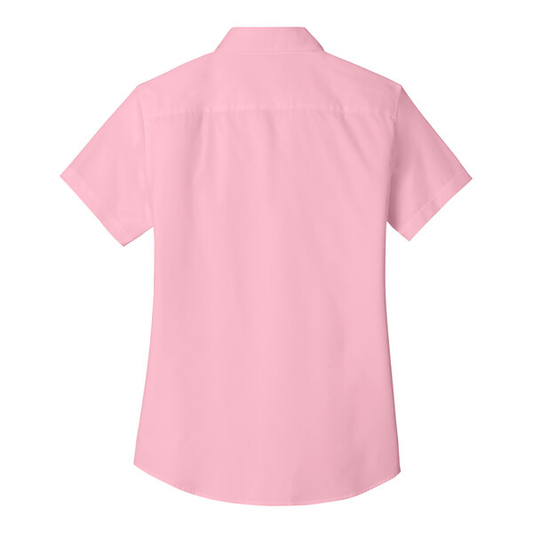 The back of a light pink Port Authority short sleeve dress shirt.