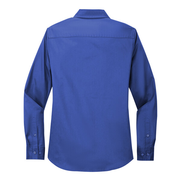 A Port Authority royal blue long sleeve dress shirt for women.